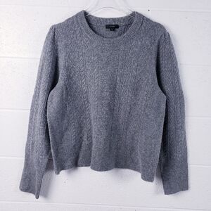J. Crew Stretch Wool Cable-Knit Crewneck Sweater‎ Solid Charcoal Gray Size XL